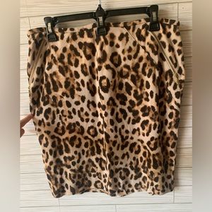Chico’s leopard print skirt with gold pocket zippers